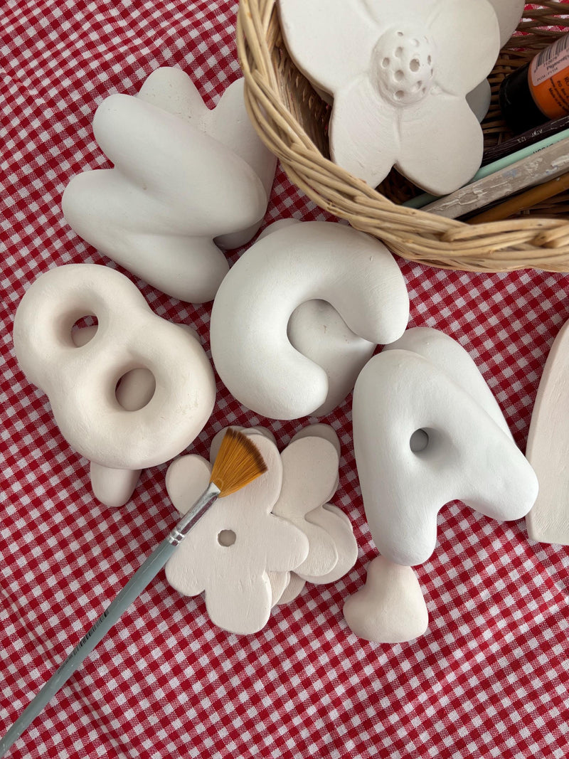 Baby Shower Ceramic  Letters - Paint you own pottery & Biscuits (Unglazed / Ready to Paint)-zoom-
