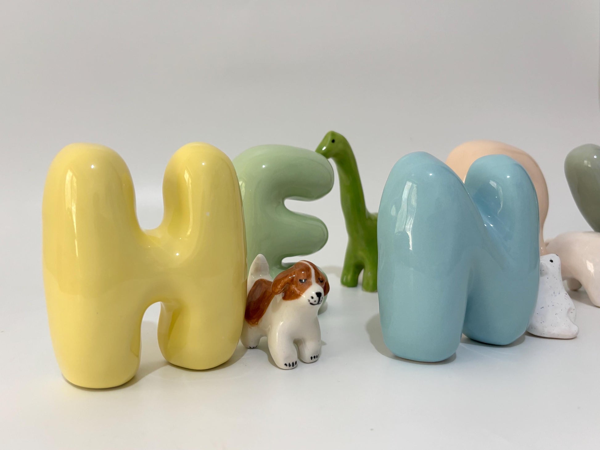 Shelf-Standing Handmade Ceramic Bubble Letter: Pastel Nursery Decor,-11