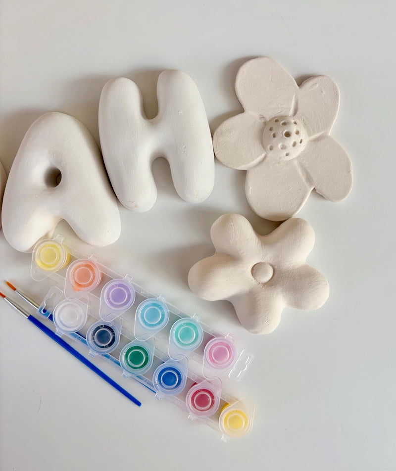 Baby Shower Ceramic  Letters - Paint you own pottery & Biscuits (Unglazed / Ready to Paint)-zoom-