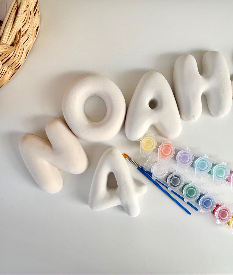 Baby Shower Ceramic  Letters - Paint you own pottery & Biscuits (Unglazed / Ready to Paint)-zoom-