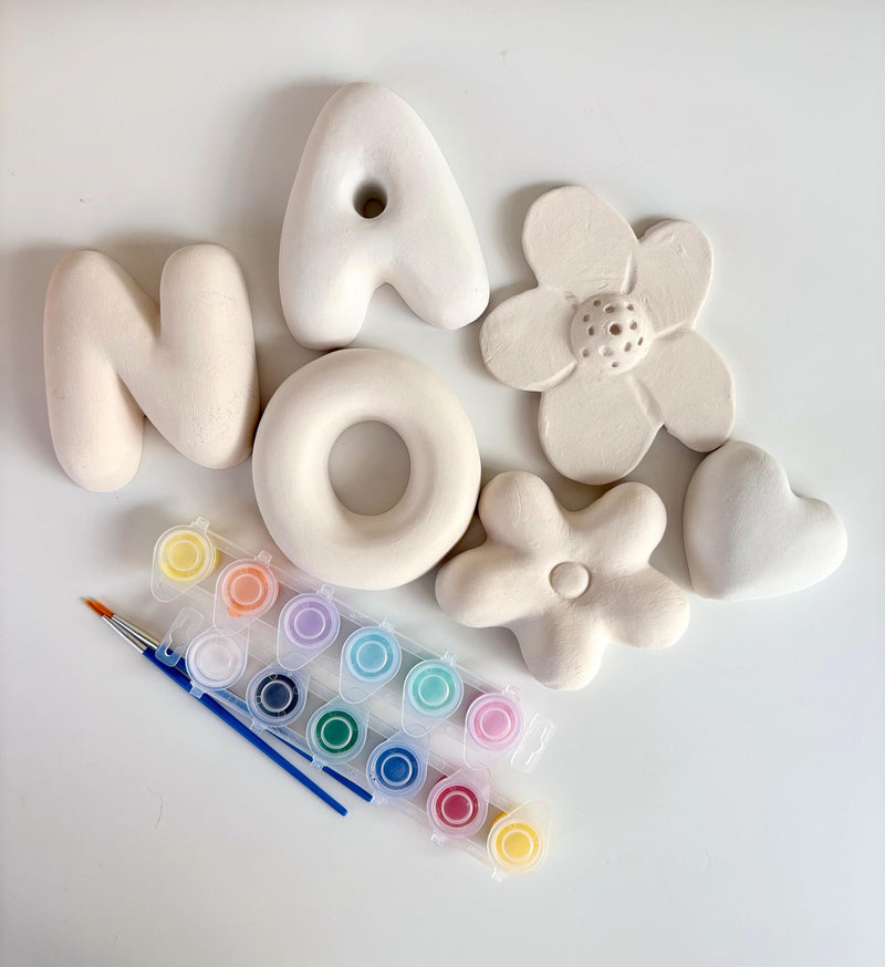 Baby Shower Ceramic  Letters - Paint you own pottery & Biscuits (Unglazed / Ready to Paint)-zoom-