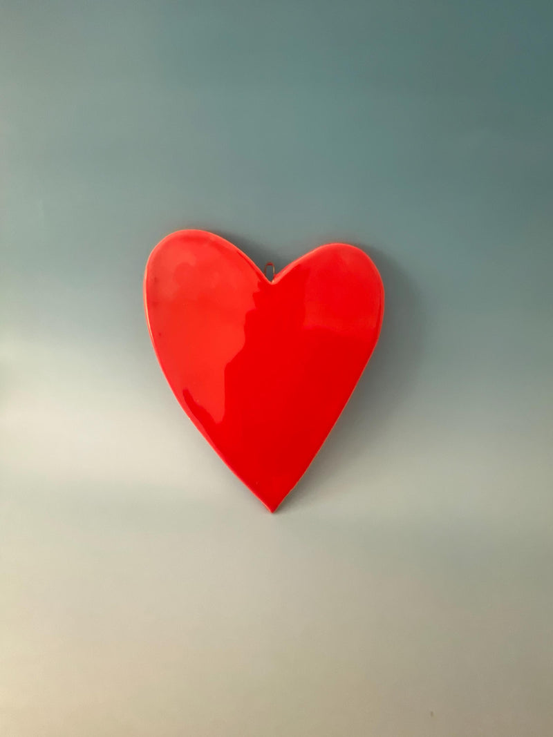Handmade Ceramic Heart -Wall Decor – Red & Pink Heart-zoom-