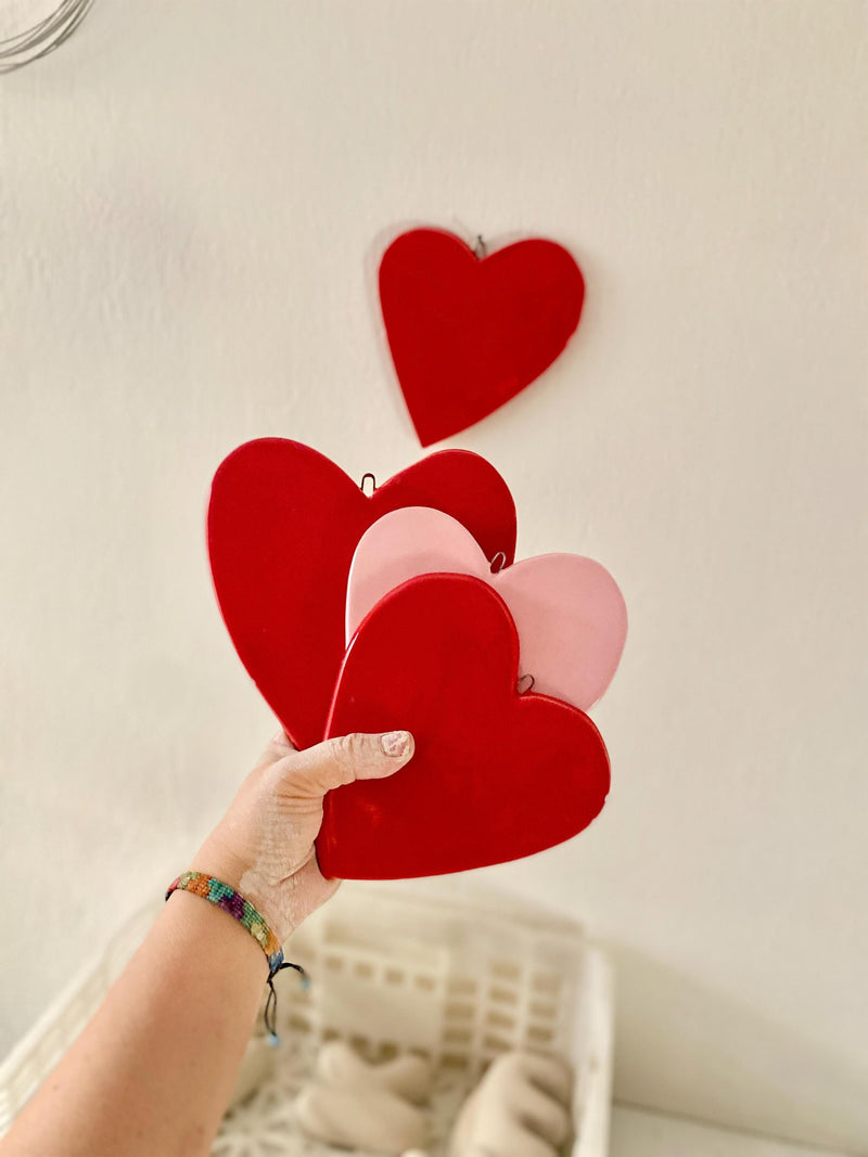 Handmade Ceramic Heart -Wall Decor – Red & Pink Heart-zoom-