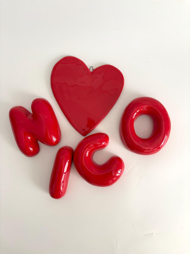 Handmade Ceramic Heart -Wall Decor – Red & Pink Heart-zoom-