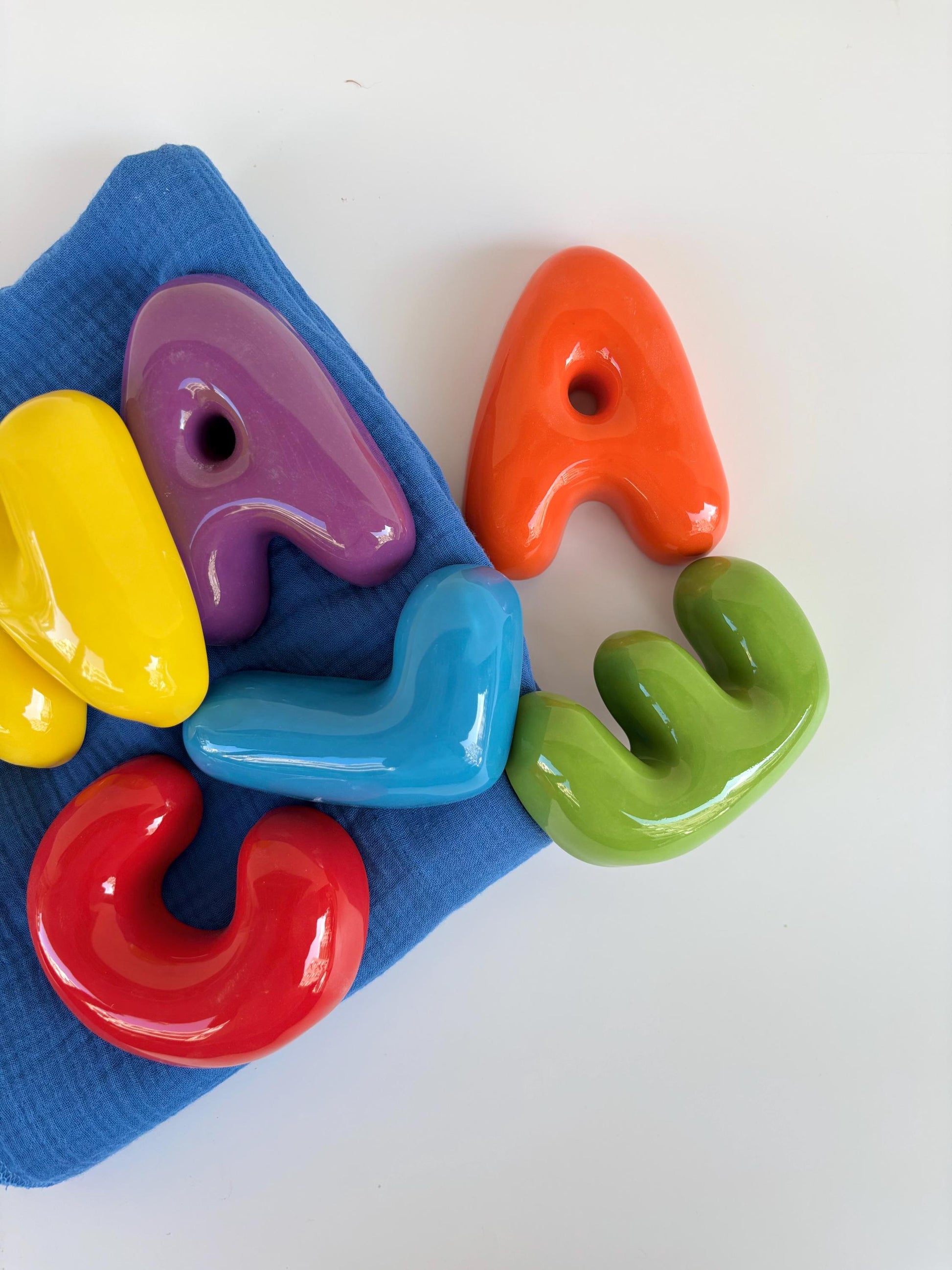 Ceramic Bubble Letters-Personalized Ceramic Letter: Colorful Handmade Wall Decor-14