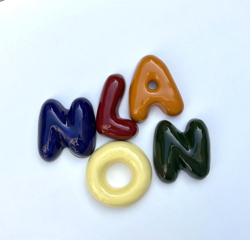 Ceramic Bubble Letters-Personalized Ceramic Letter: Colorful Handmade Wall Decor-zoom-