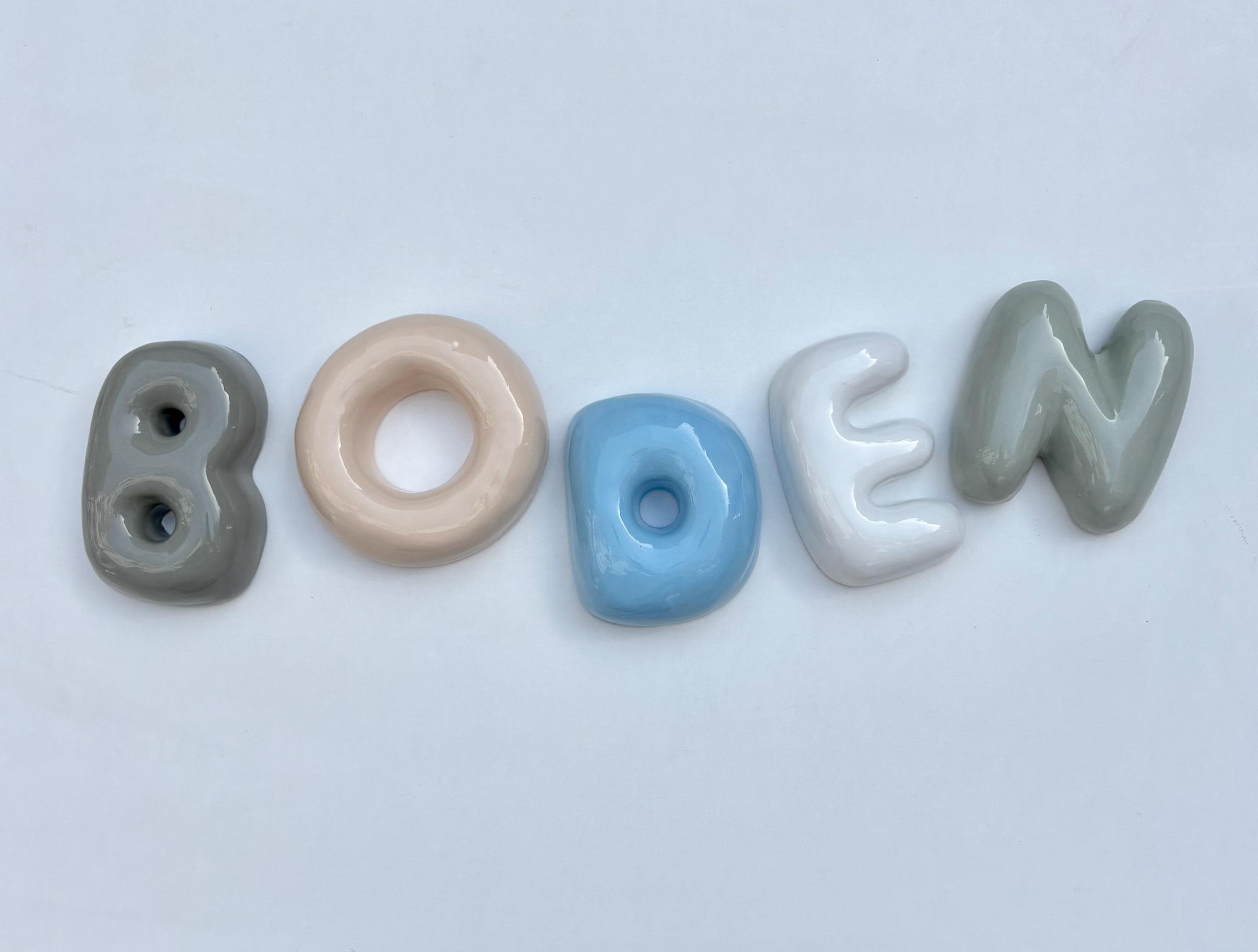 Ceramic Bubble Letters-Handmade Ceramic Letter: Nursery Wall Decor, Custom Name Sign-zoom-4