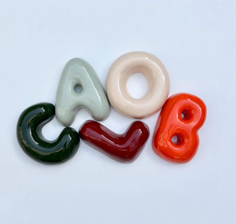 Ceramic Bubble Letters-Handmade Ceramic Letter: Nursery Wall Decor, Custom Name Sign-zoom-