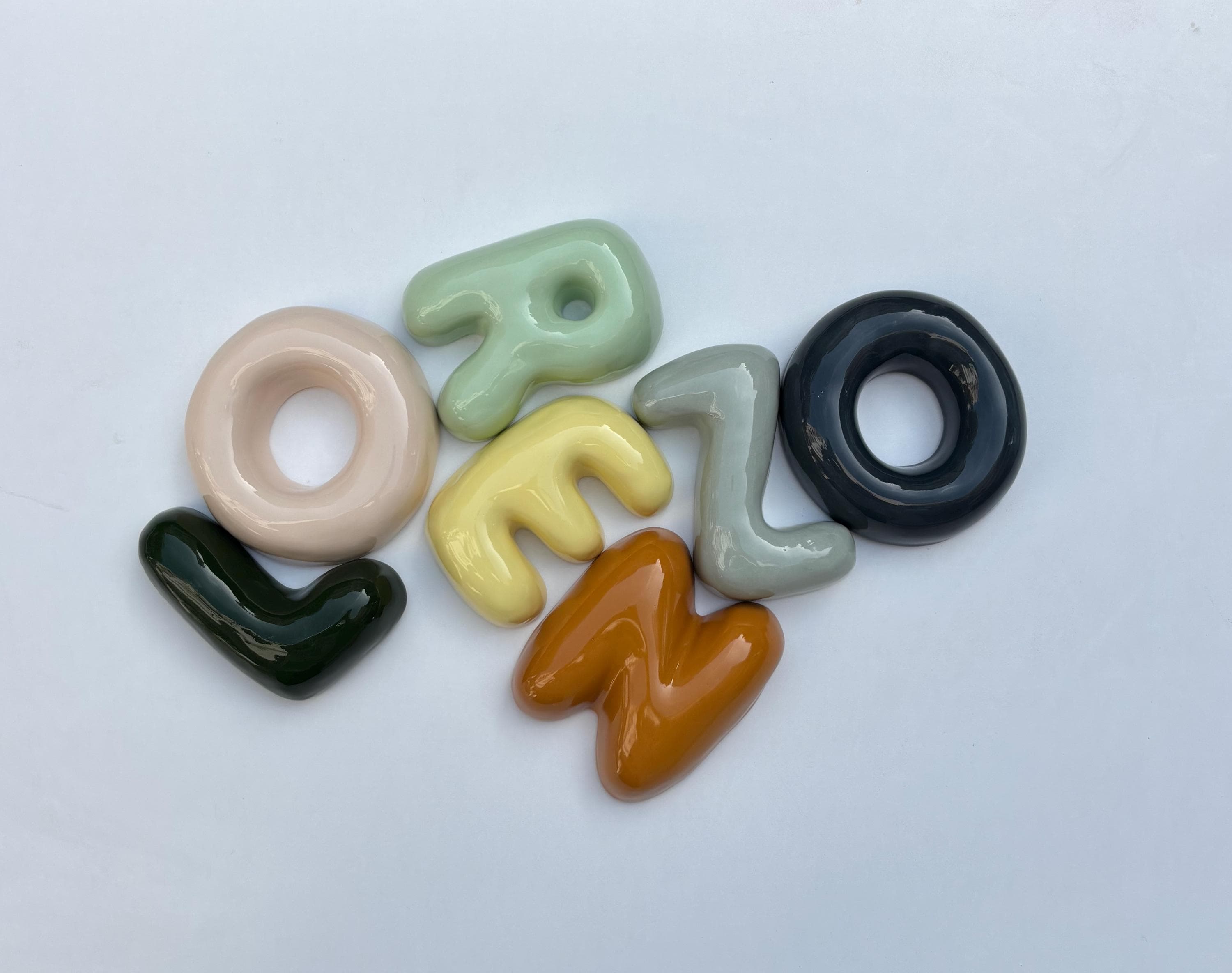 Ceramic Bubble Letters-Handmade Ceramic Letter: Nursery Wall Decor, Custom Name Sign-zoom-6