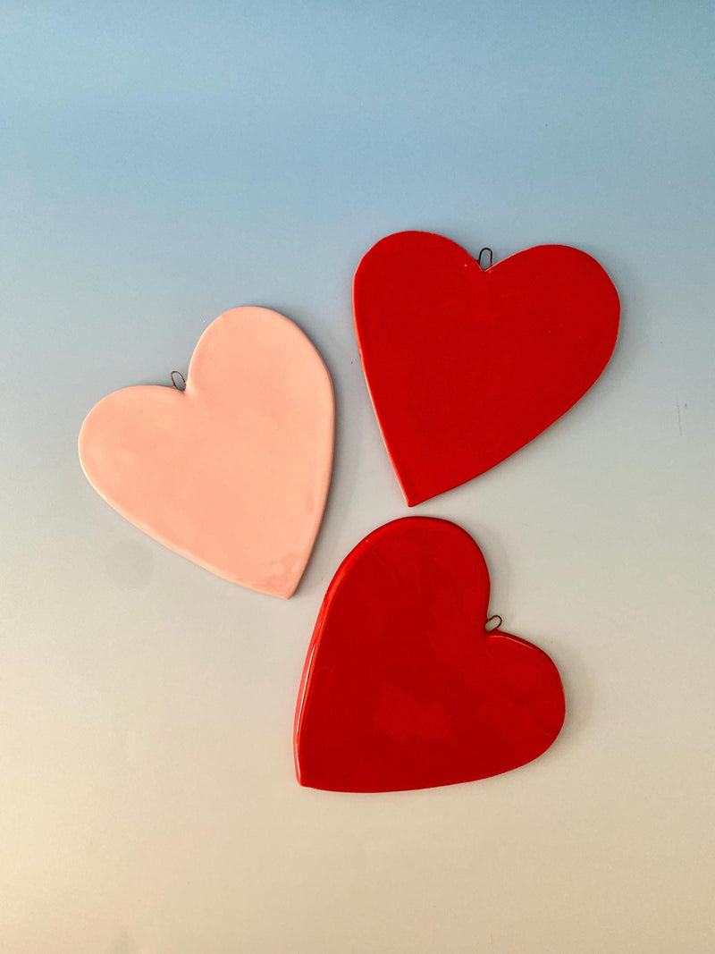 Handmade Ceramic Heart -Wall Decor – Red & Pink Heart-zoom-