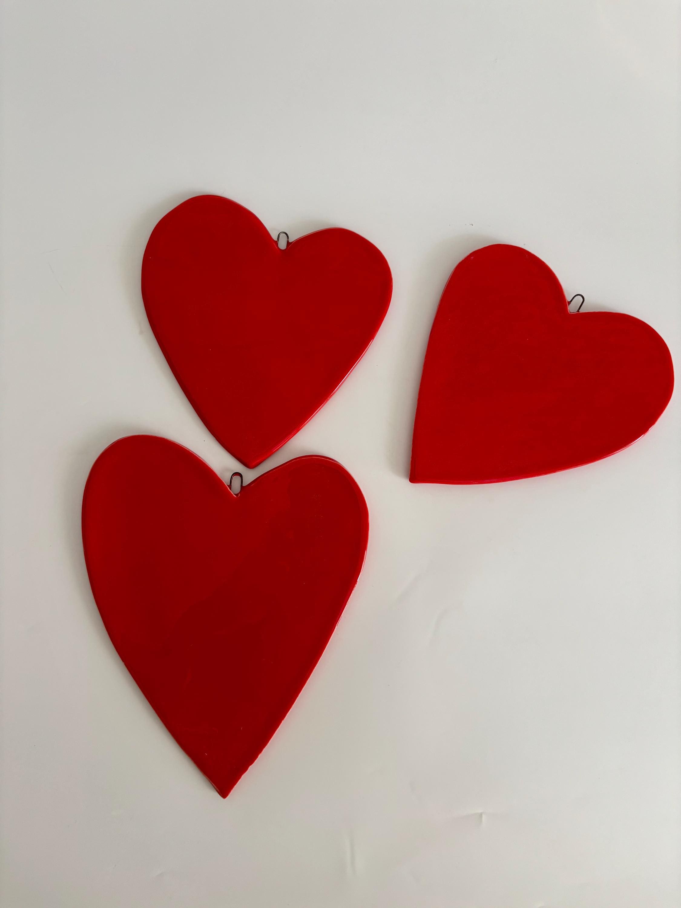 Handmade Ceramic Heart -Wall Decor – Red & Pink Heart-zoom-1