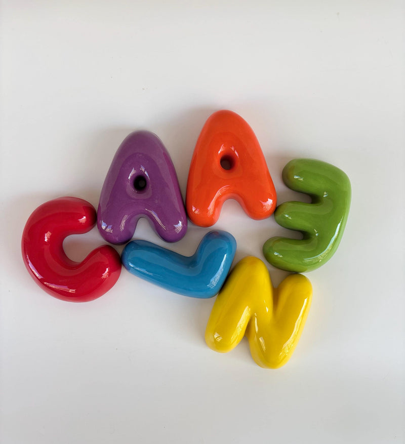 Ceramic Bubble Letters-Personalized Ceramic Letter: Colorful Handmade Wall Decor-zoom-