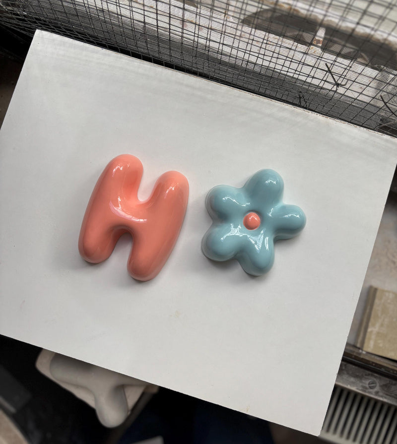 Ceramic Bubble Letters-Handmade Ceramic Letter: Nursery Wall Decor, Custom Name Sign-zoom-