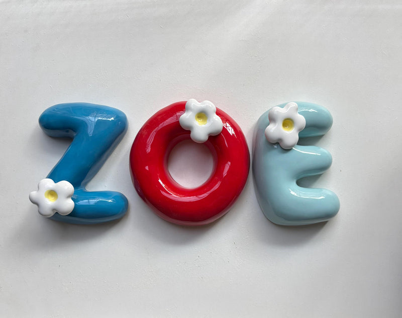 Ceramic Bubble Letters-Personalized Ceramic Letter- Handmade Wall Decor-zoom-