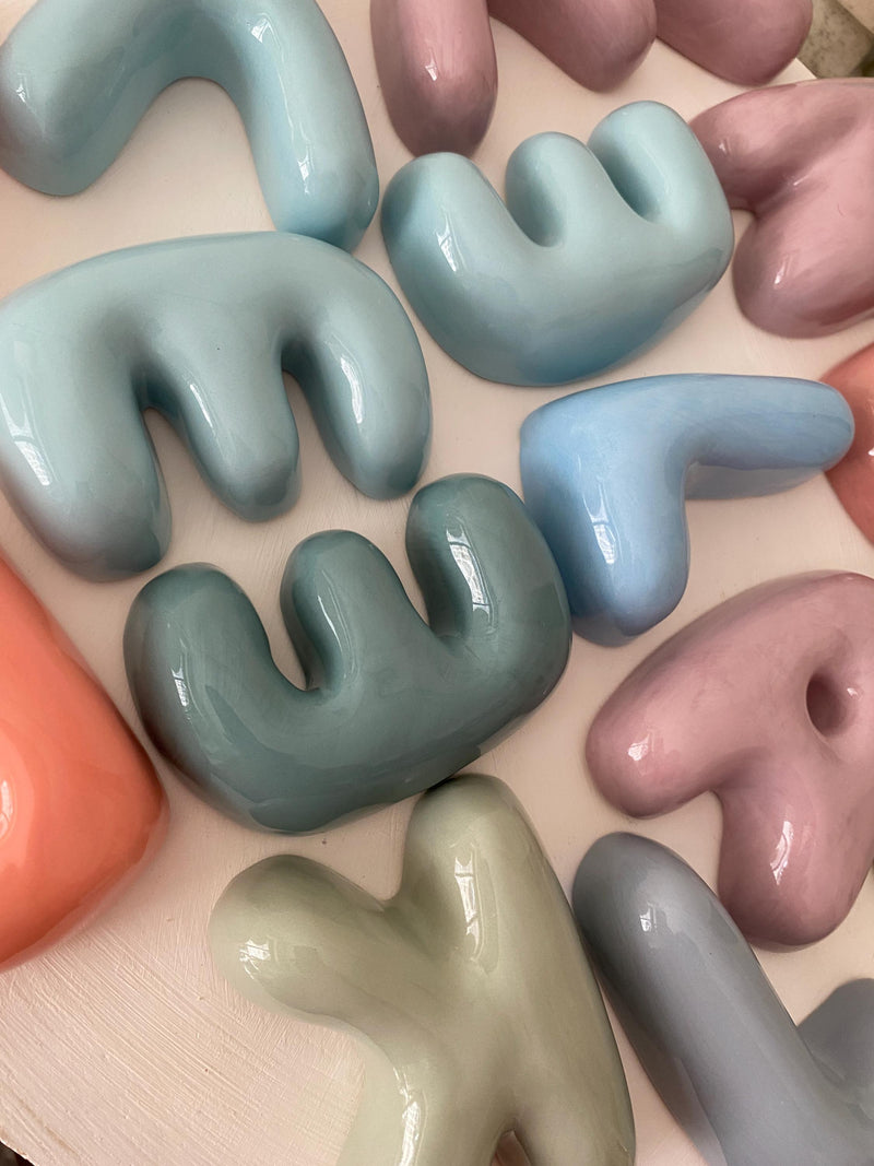 Ceramic Bubble Letters-Personalized Ceramic Letter- Handmade Wall Decor-zoom-