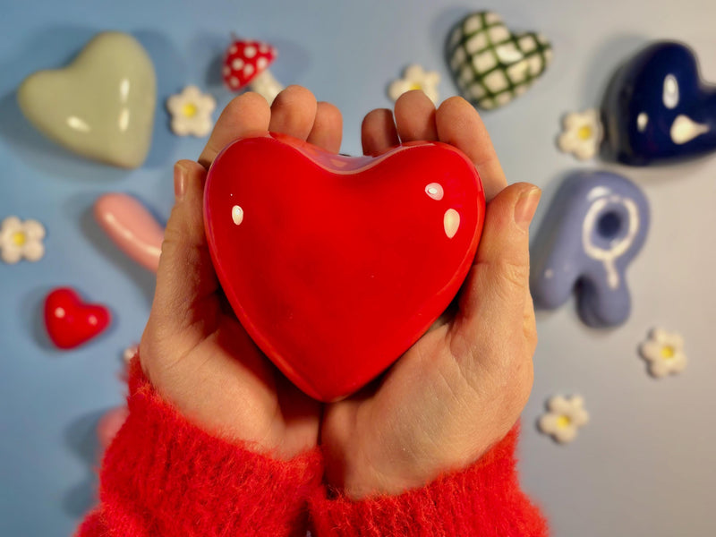 Ceramic Bubble Hearts – Handmade Pottery Valentine Gift, Wedding Favor, Home Decoration-Ceramic Heart Ornaments –-zoom-