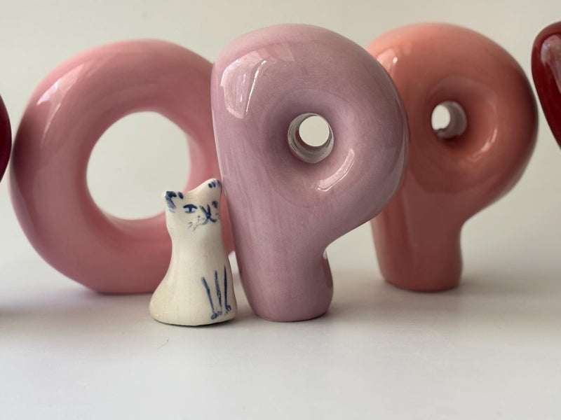 Shelf-Standing Handmade Ceramic Bubble Letter: Pastel Nursery Decor,-zoom-
