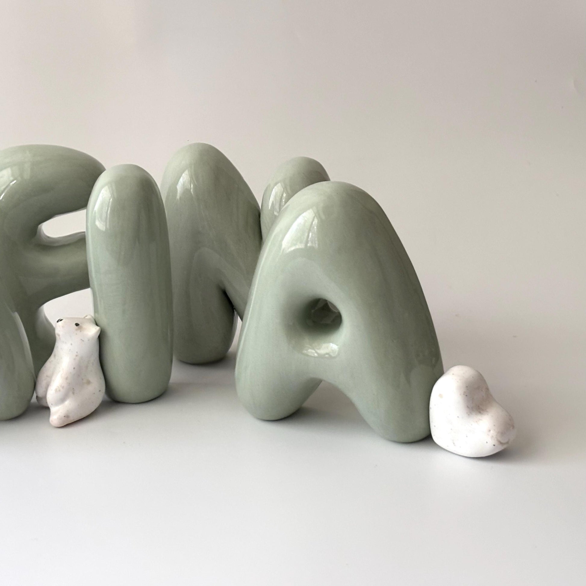 Shelf-Standing Handmade Ceramic Bubble Letter: Pastel Nursery Decor,-9