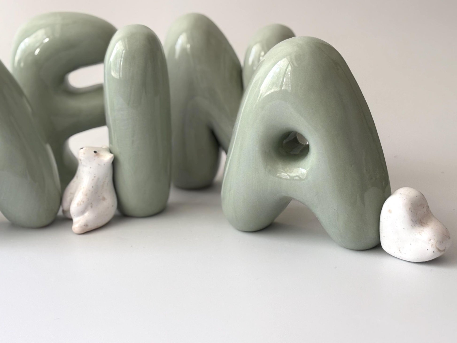 Shelf-Standing Handmade Ceramic Bubble Letter: Pastel Nursery Decor,-7