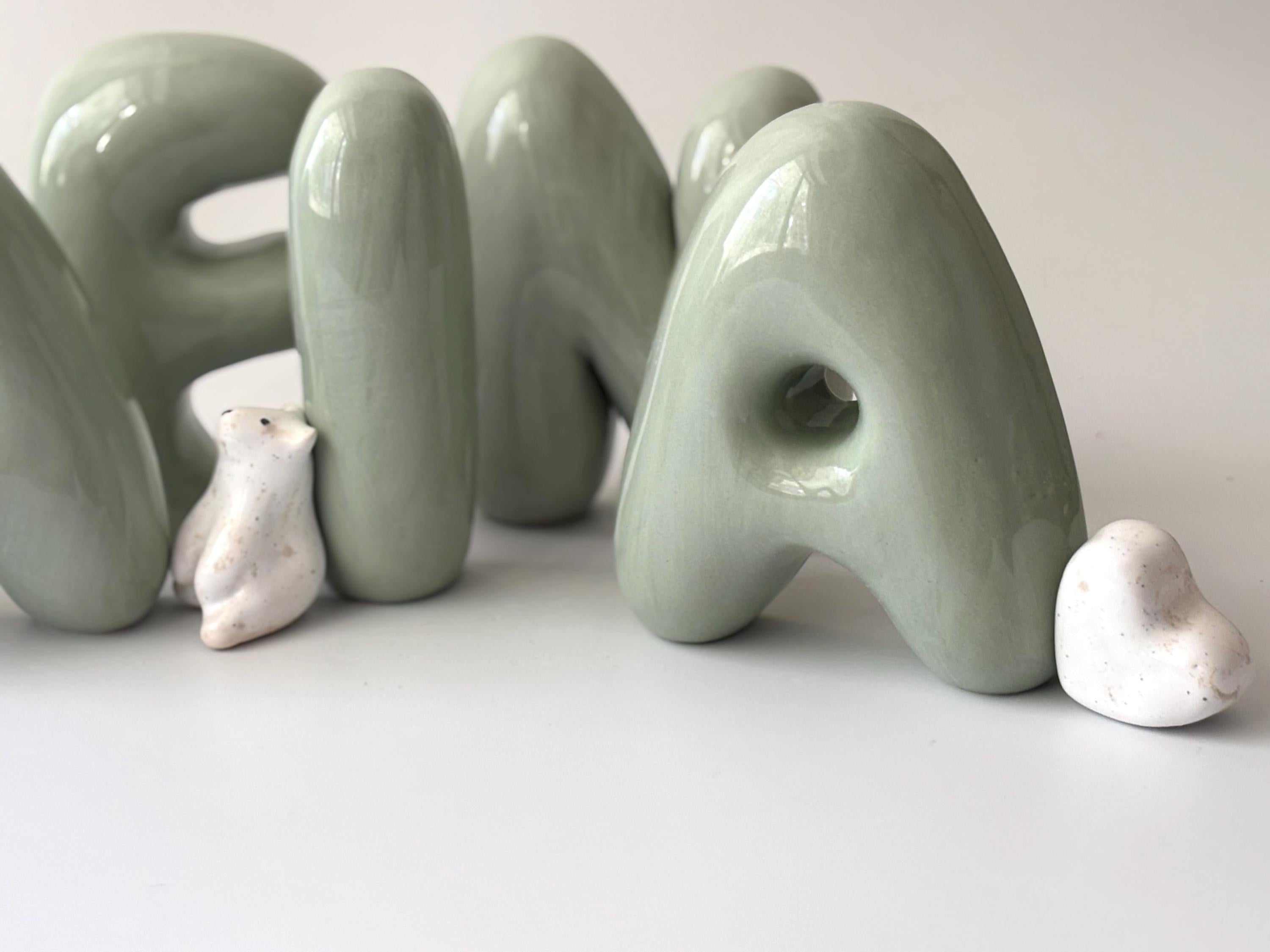Shelf-Standing Handmade Ceramic Bubble Letter: Pastel Nursery Decor,-zoom-7