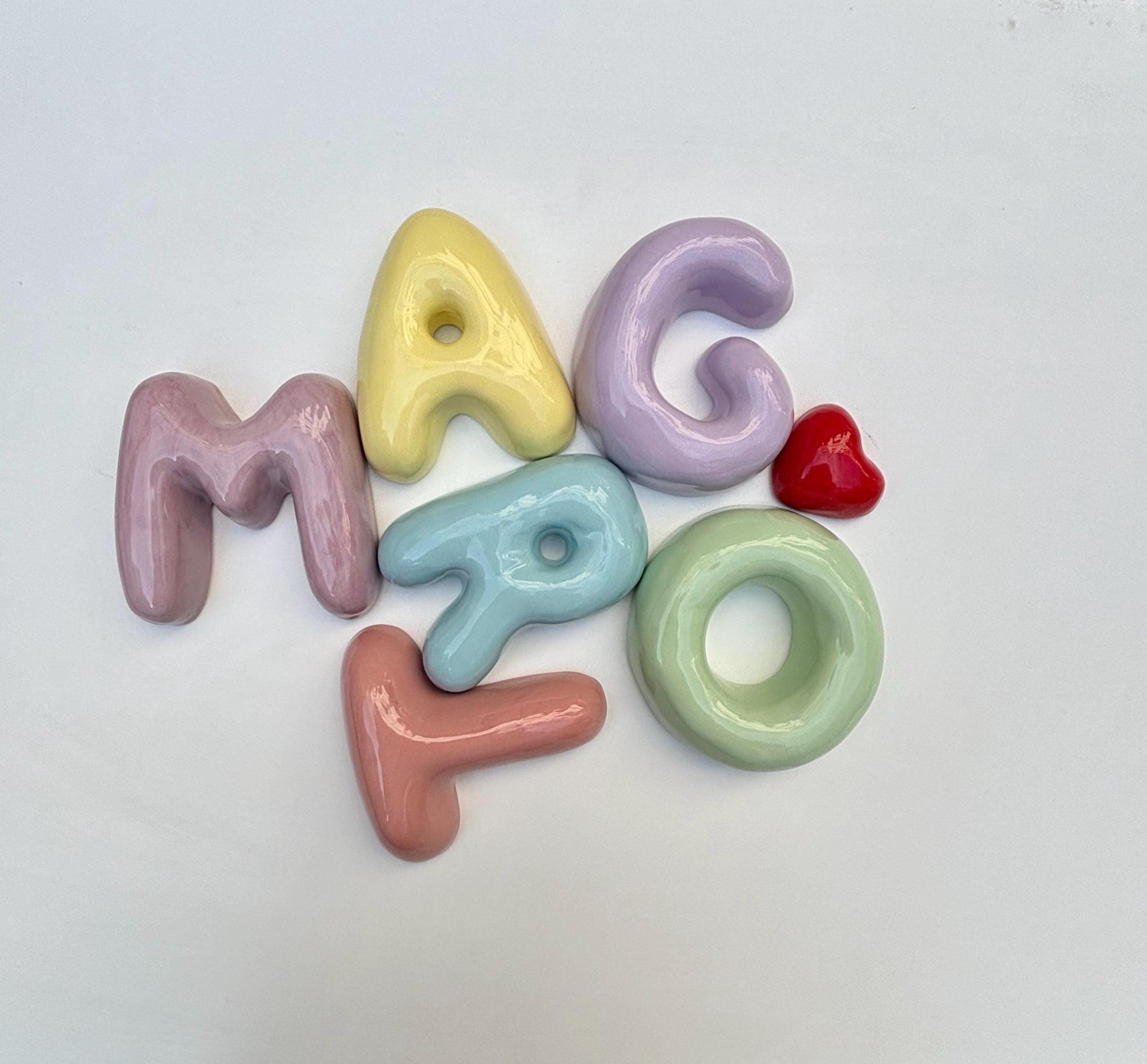 Ceramic Bubble Letters-Personalized Ceramic Letter: Colorful Handmade Alphabet, Wall Decor-10