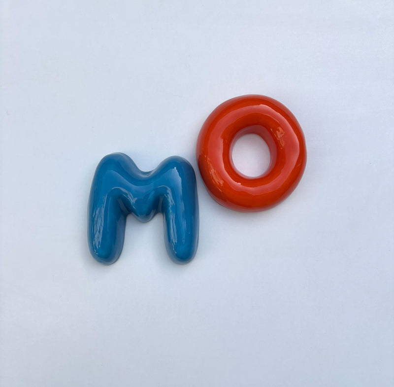 Ceramic Bubble Letters-Personalized Ceramic Letter: Colorful Handmade Alphabet, Wall Decor-zoom-