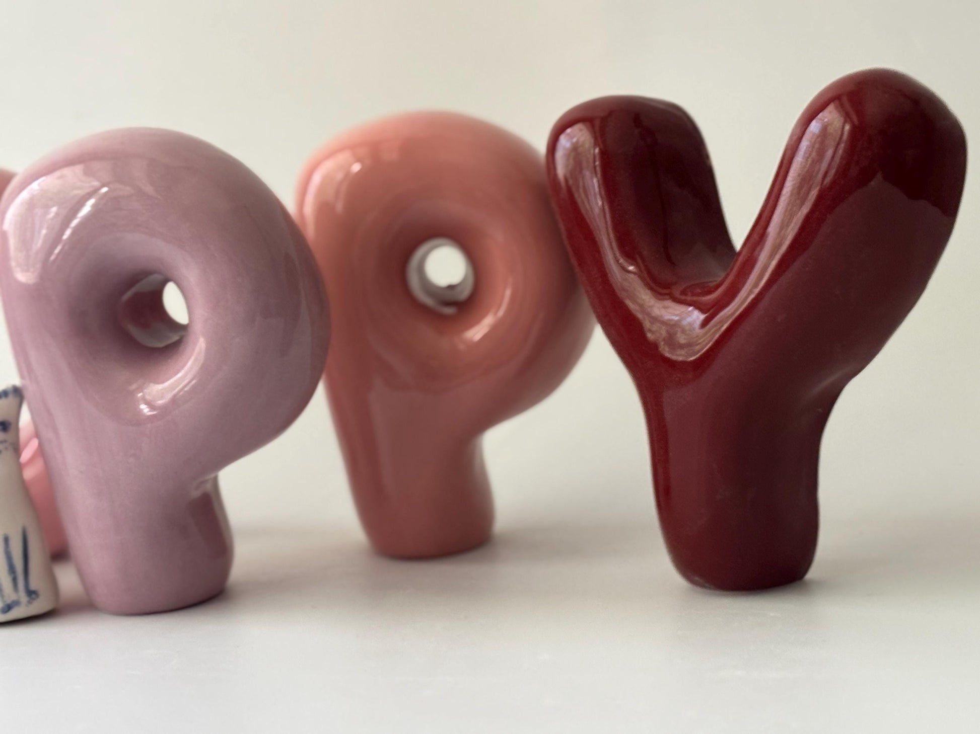 Shelf-Standing Handmade Ceramic Bubble Letter: Pastel Nursery Decor,-15