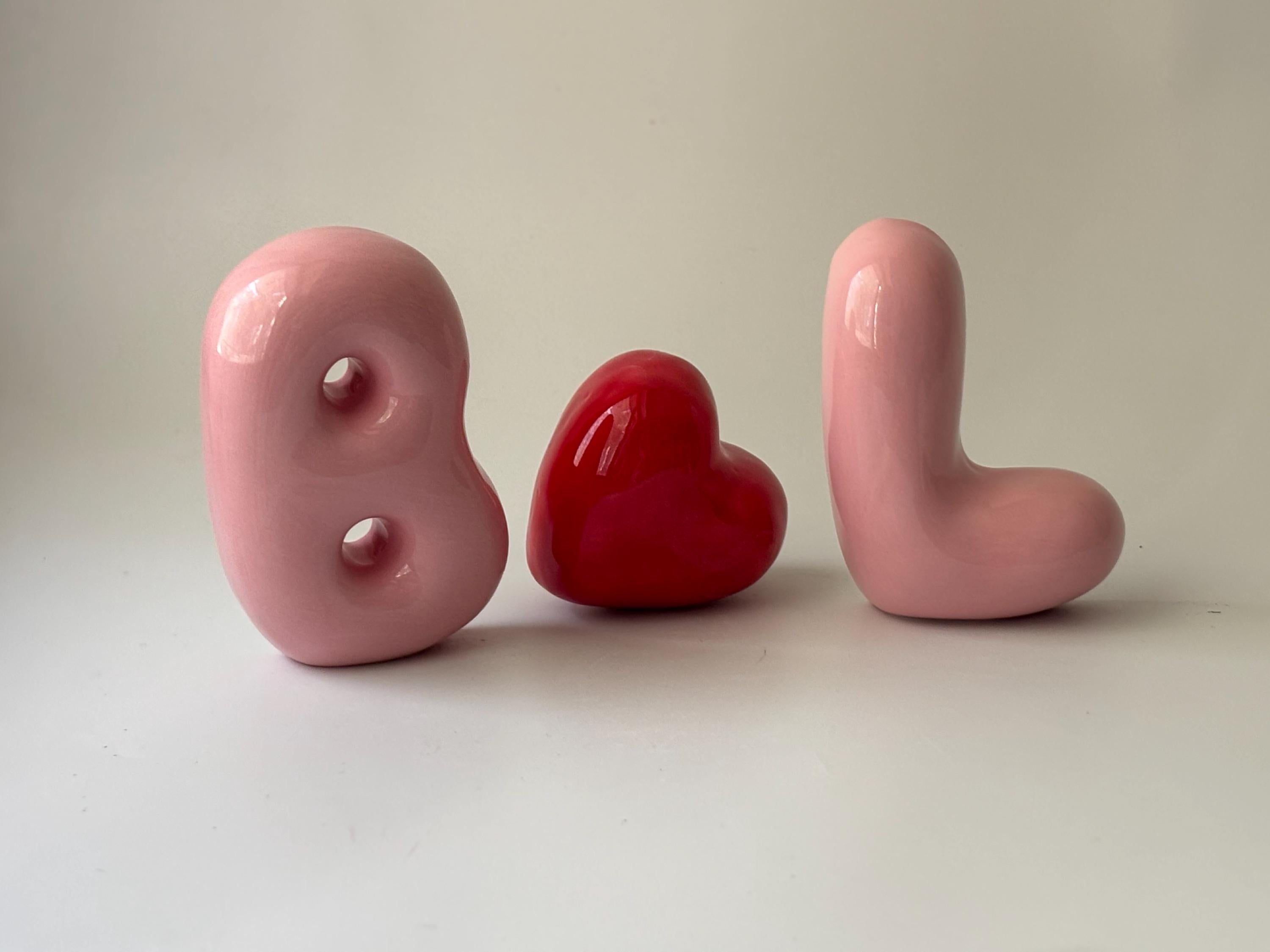 Shelf-Standing Handmade Ceramic Bubble Letter: Pastel Nursery Decor,-zoom-16