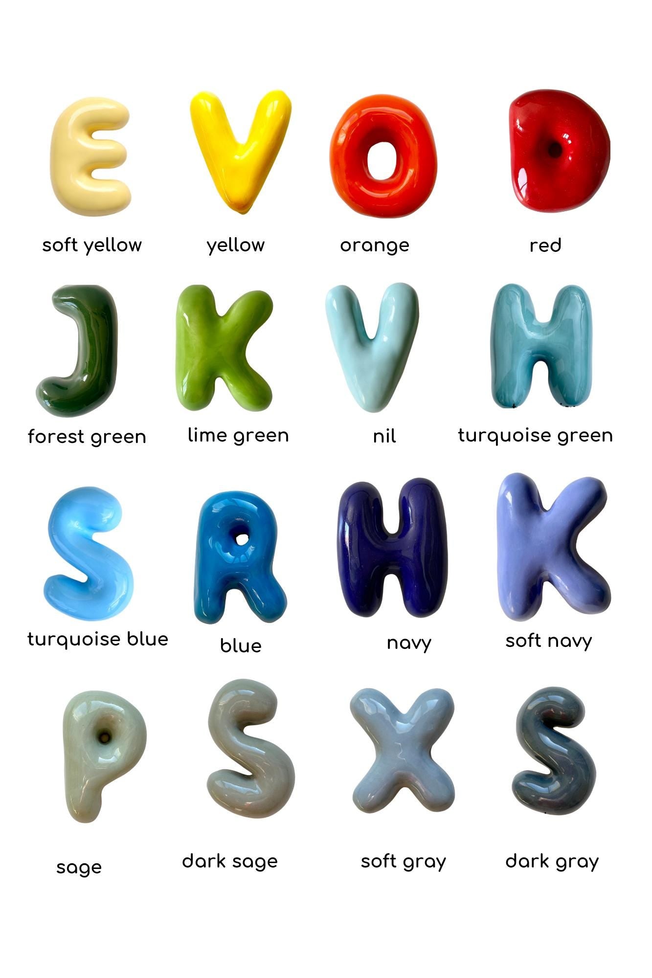 Ceramic Bubble Letters-Personalized Ceramic Letter: Colorful Handmade Wall Decor-zoom-6