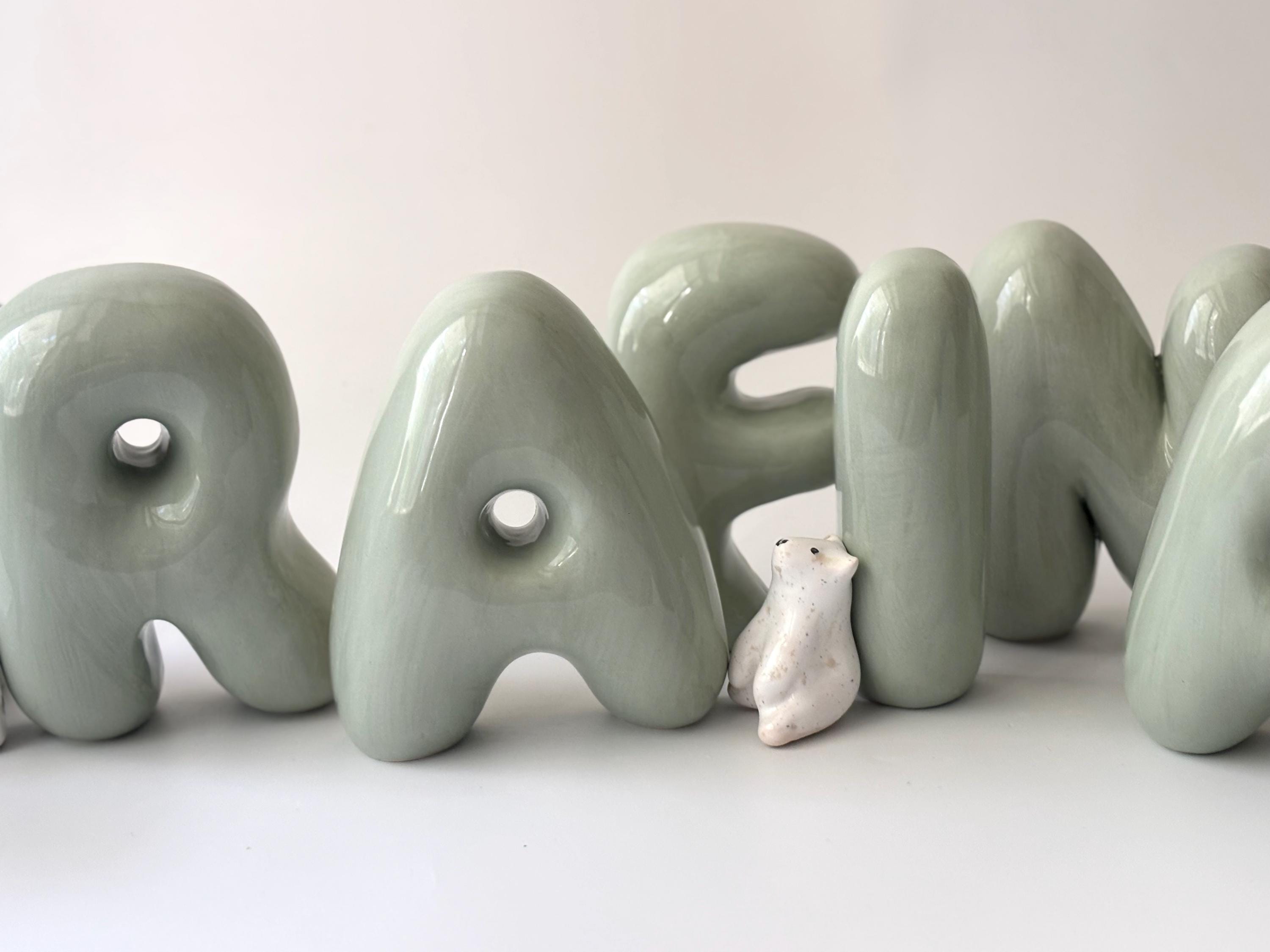 Shelf-Standing Handmade Ceramic Bubble Letter: Pastel Nursery Decor,-zoom-10