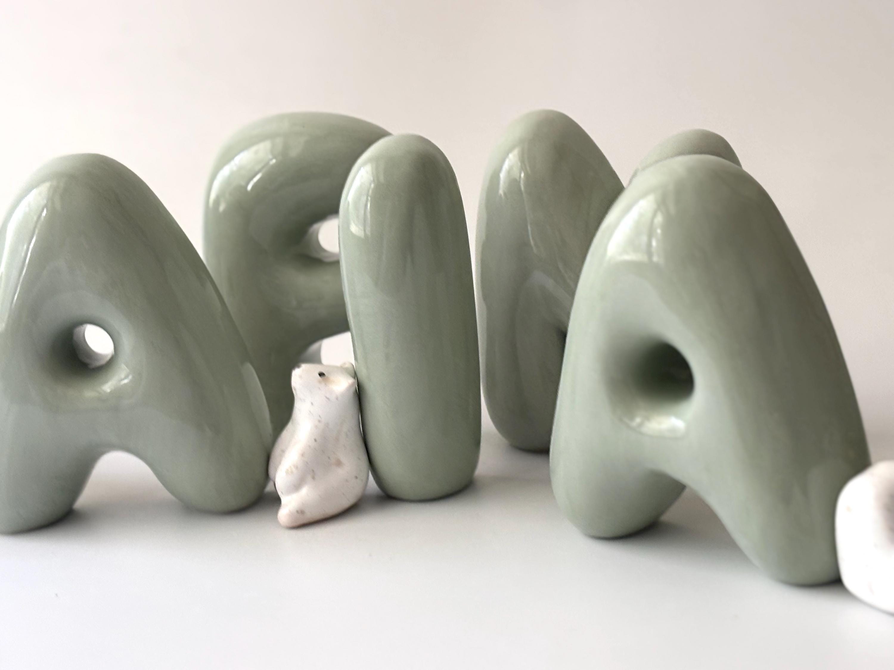 Shelf-Standing Handmade Ceramic Bubble Letter: Pastel Nursery Decor,-zoom-11