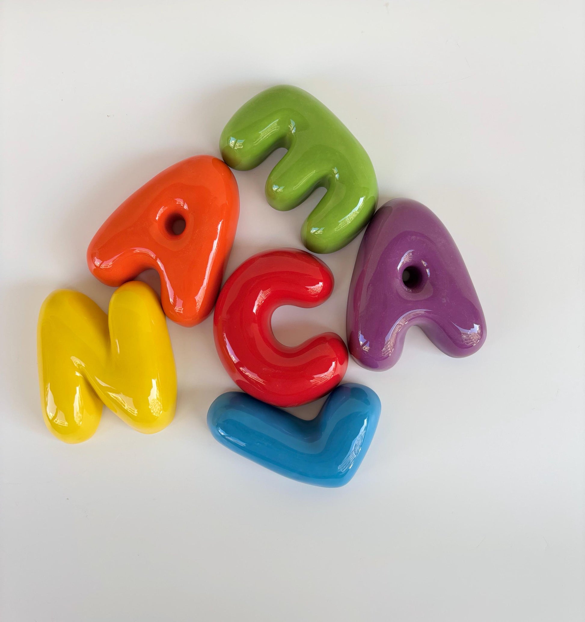 Personalized Ceramic Bubble Letters - Colorful Wall Decor-16