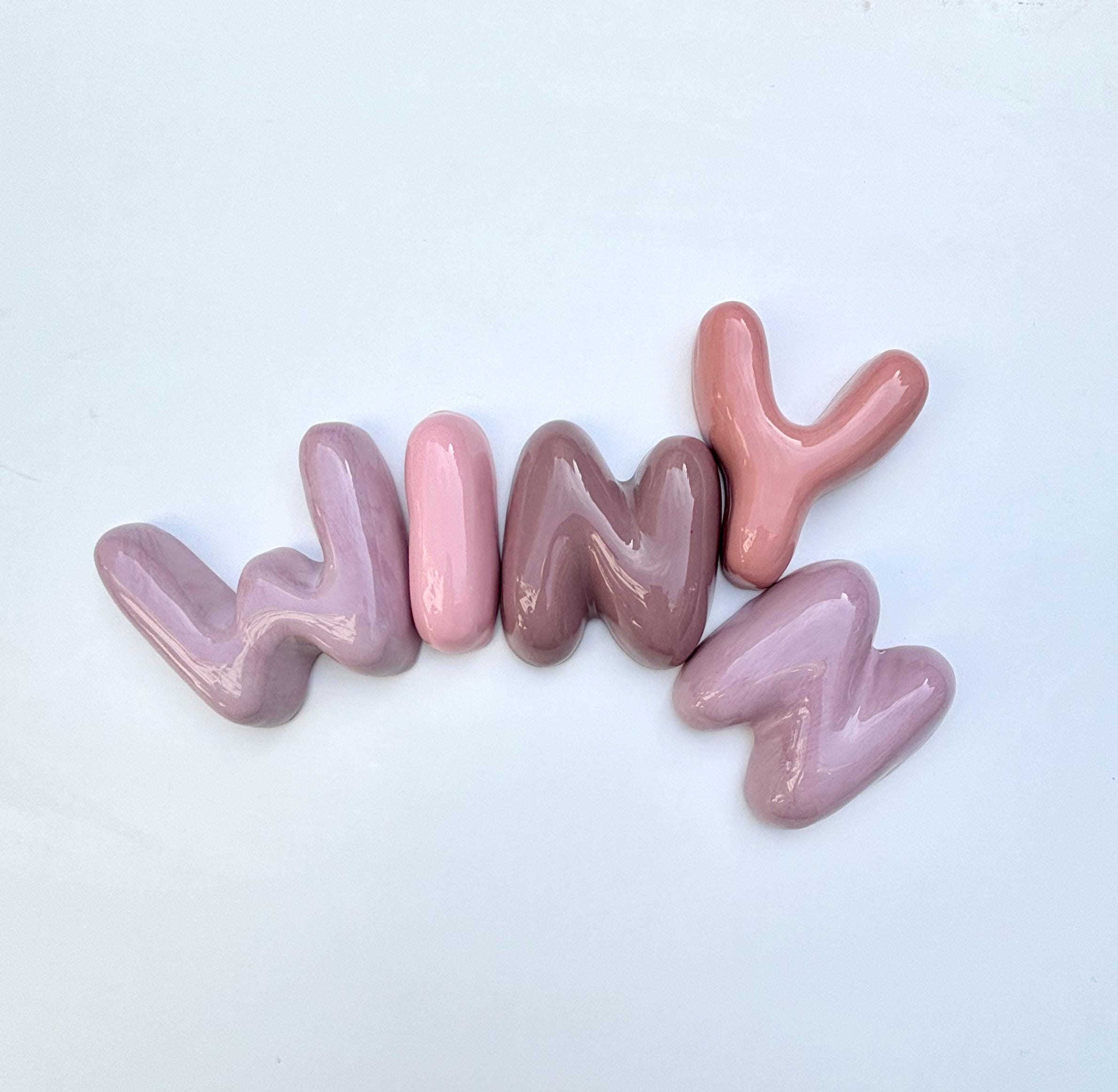Ceramic Bubble Letters-Personalized Ceramic Letter: Colorful Handmade Alphabet, Wall Decor-zoom-11