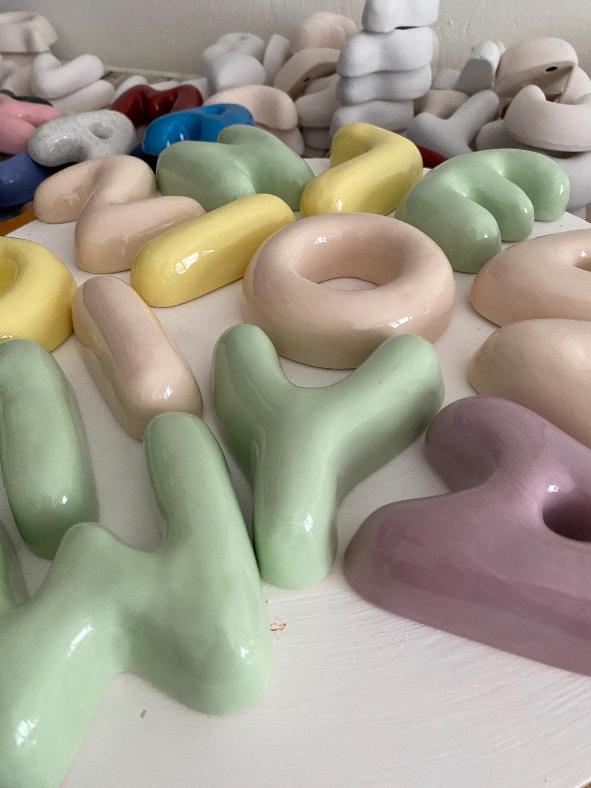 Handmade Ceramic Bubble Letter: Personalized Wall Decor-16