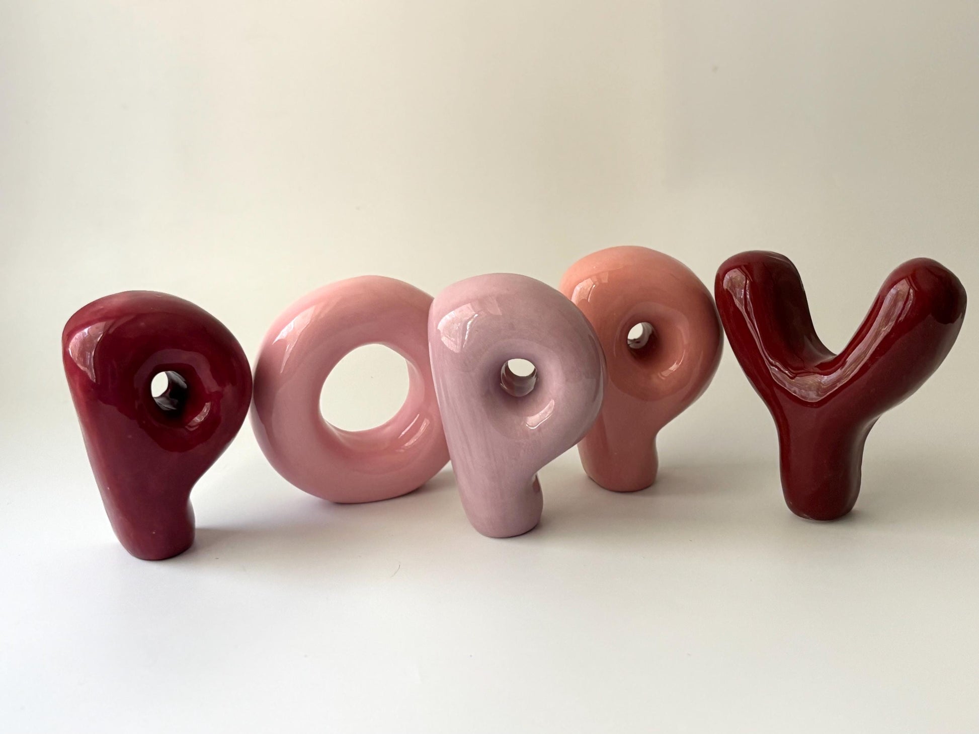 Shelf-Standing Handmade Ceramic Bubble Letter: Pastel Nursery Decor,-3