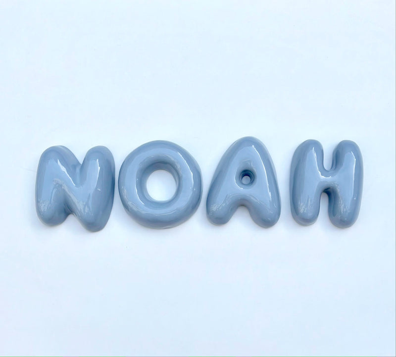 Ceramic Bubble Letters-Personalized Ceramic Letter- Handmade Wall Decor-zoom-