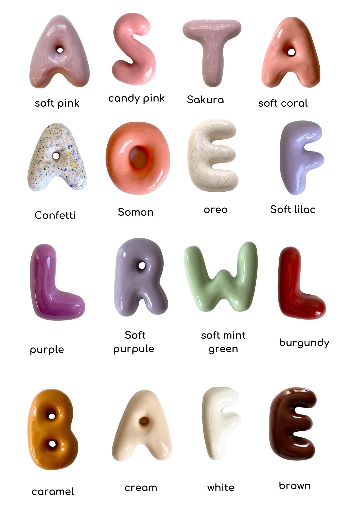 Shelf-Standing Handmade Ceramic Bubble Letter: Pastel Nursery Decor,-7