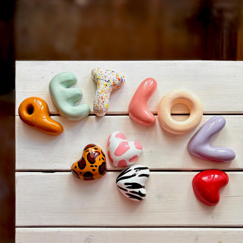 Personalized Ceramic Bubble Letters – Mini 8cm Pet Name Wall Decor-zoom-