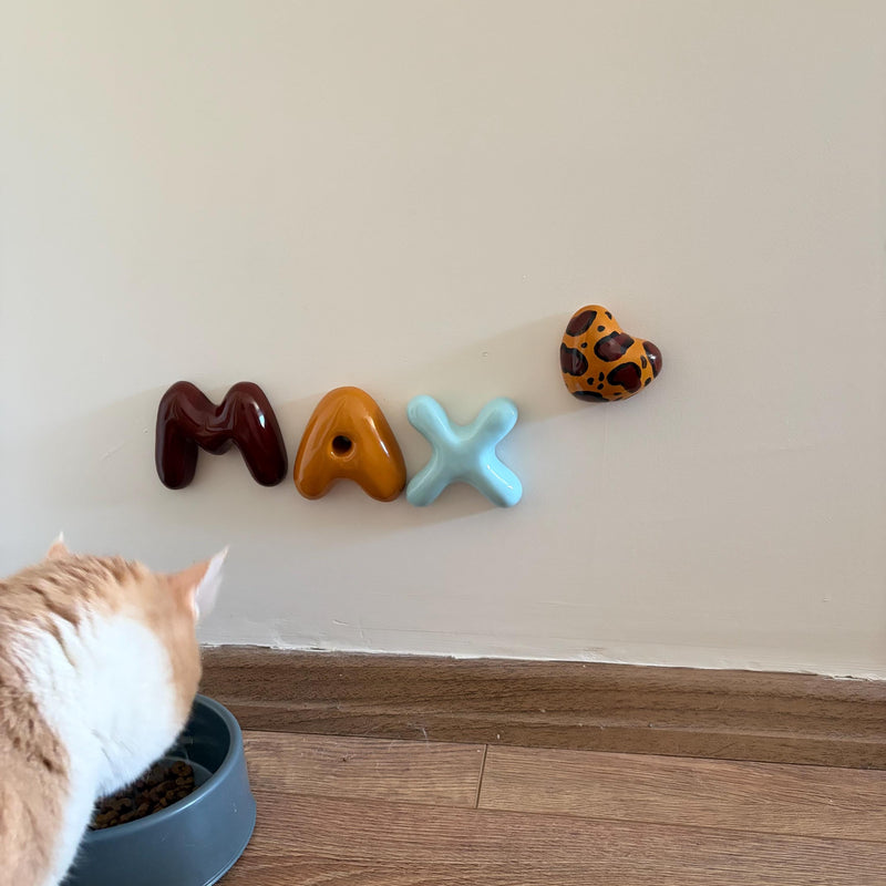Personalized Ceramic Bubble Letters – Mini 8cm Pet Name Wall Decor-zoom-