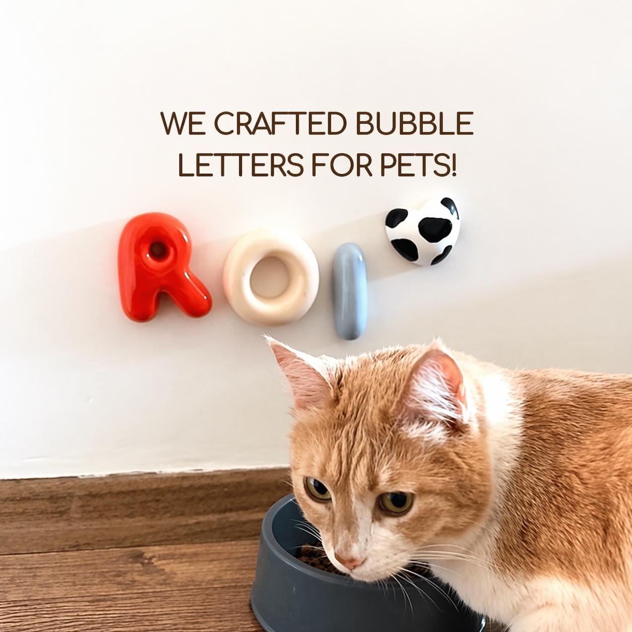 Personalized Ceramic Bubble Letters – Mini 8cm Pet Name Wall Decor-16