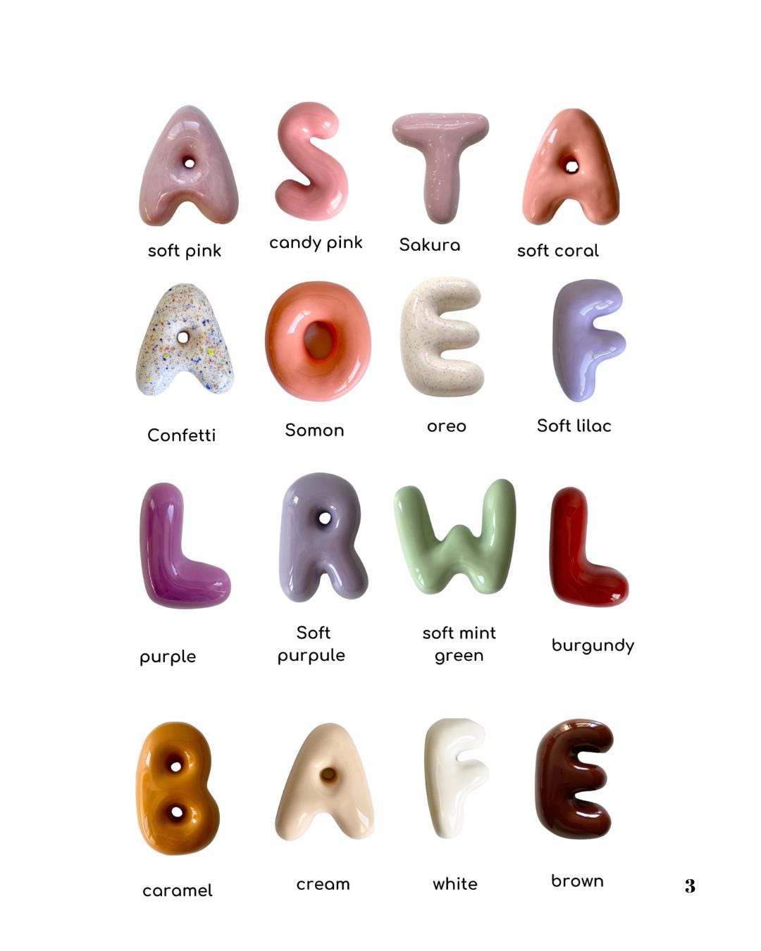 Personalized Ceramic Bubble Letters – Mini 8cm Pet Name Wall Decor-zoom-14